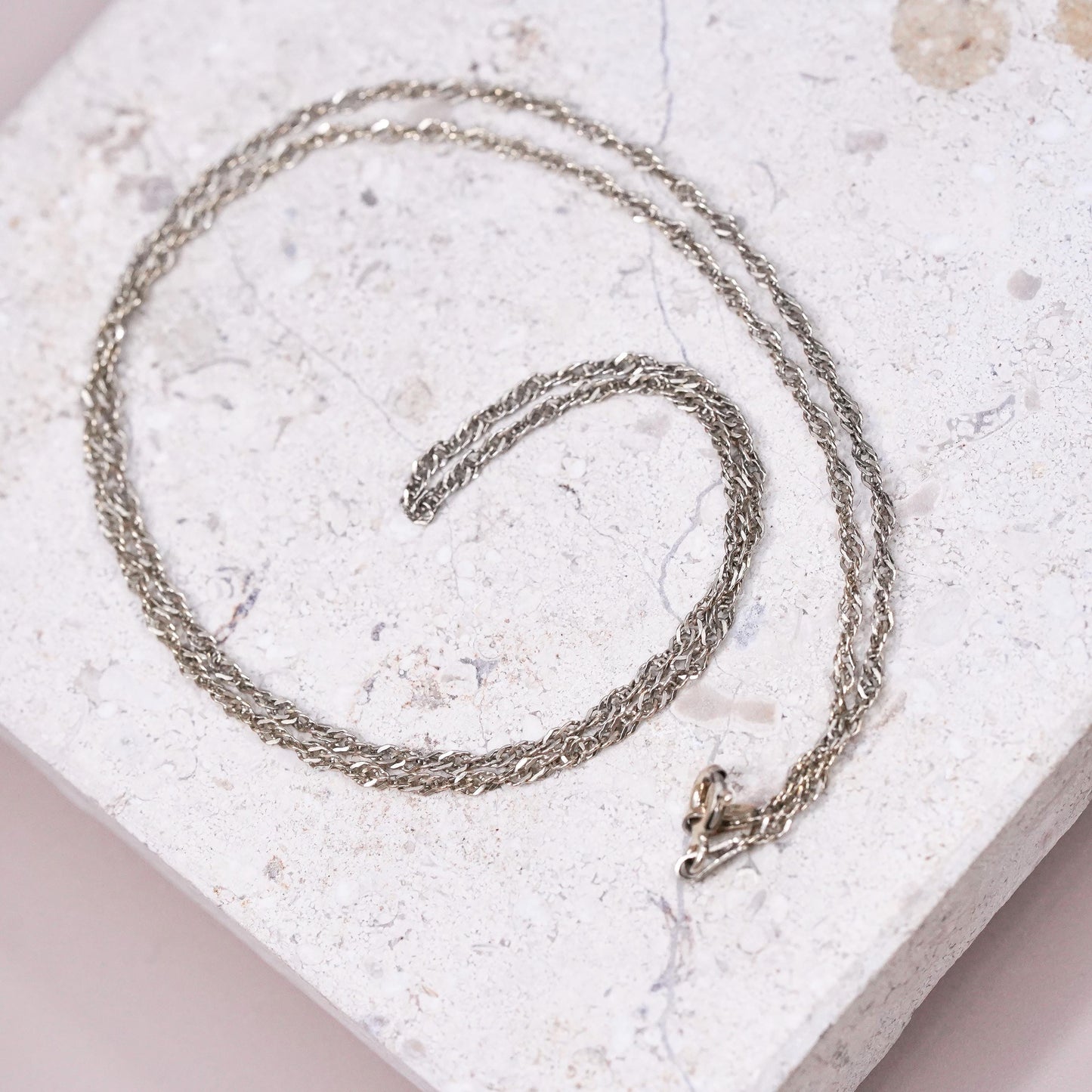 19", Sterling silver necklace, Vermeil gold over 925 silver twisted curb chain