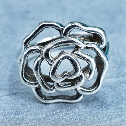 Size 7, vintage southwestern Sterling 925 silver handmade ring, flower band