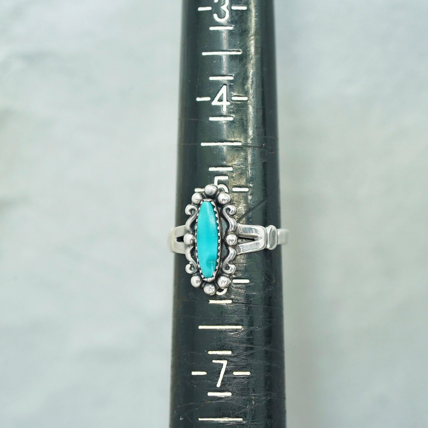 Size 5.5, Native American navajo Bell trading Sterling 925 silver ring turquoise