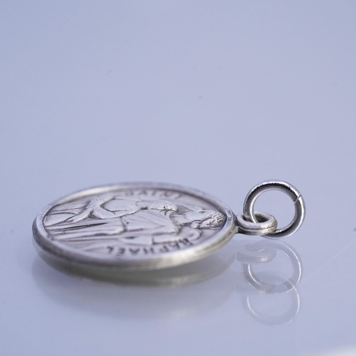 Vintage sterling 925 silver handmade "Saint Raphael" Medal pendant charm