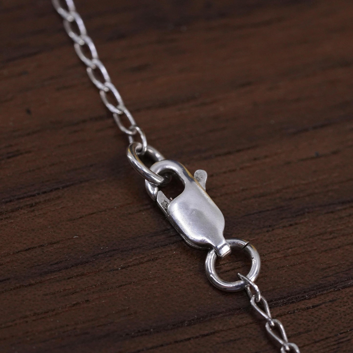 18+2” 1.6mm, vintage Sterling silver necklace, 925 curb chain love bird pendant