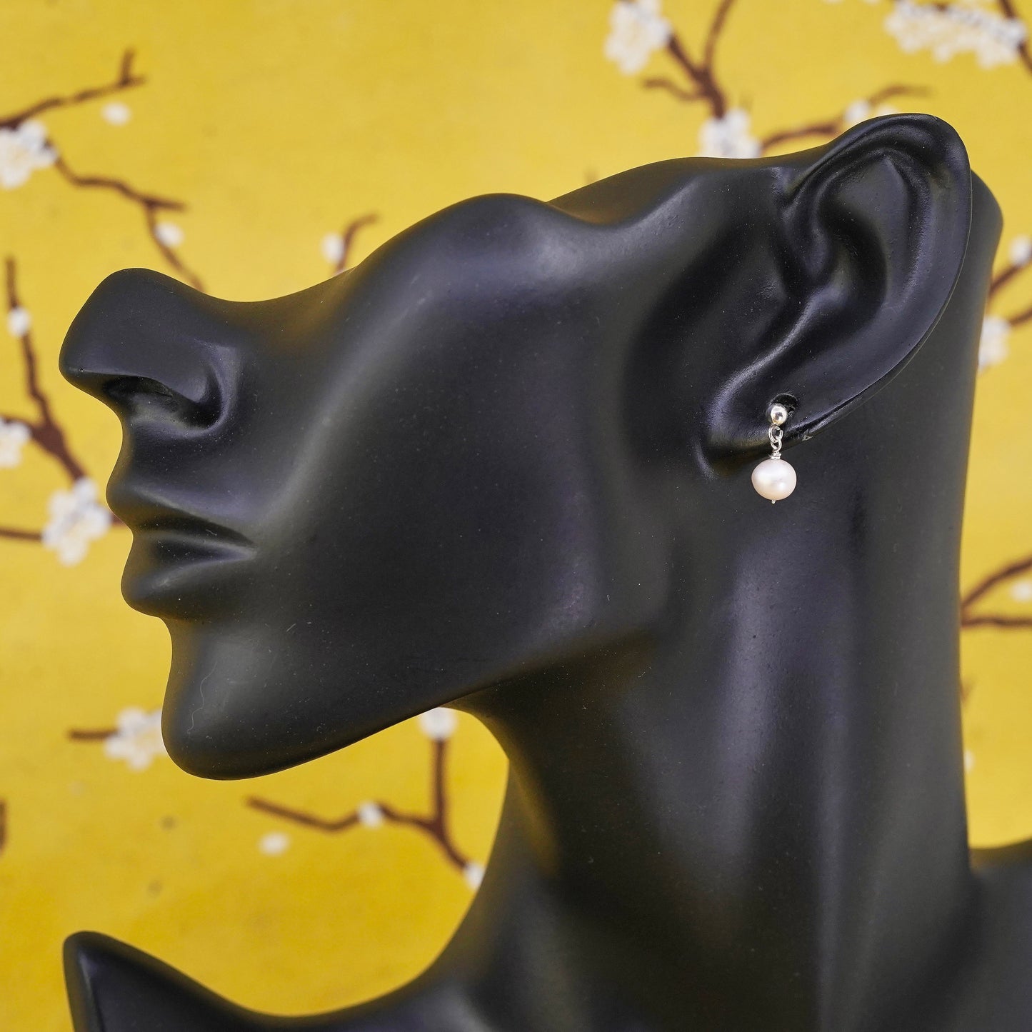 Sterling silver handmade earrings, 925 studs with pearl drops