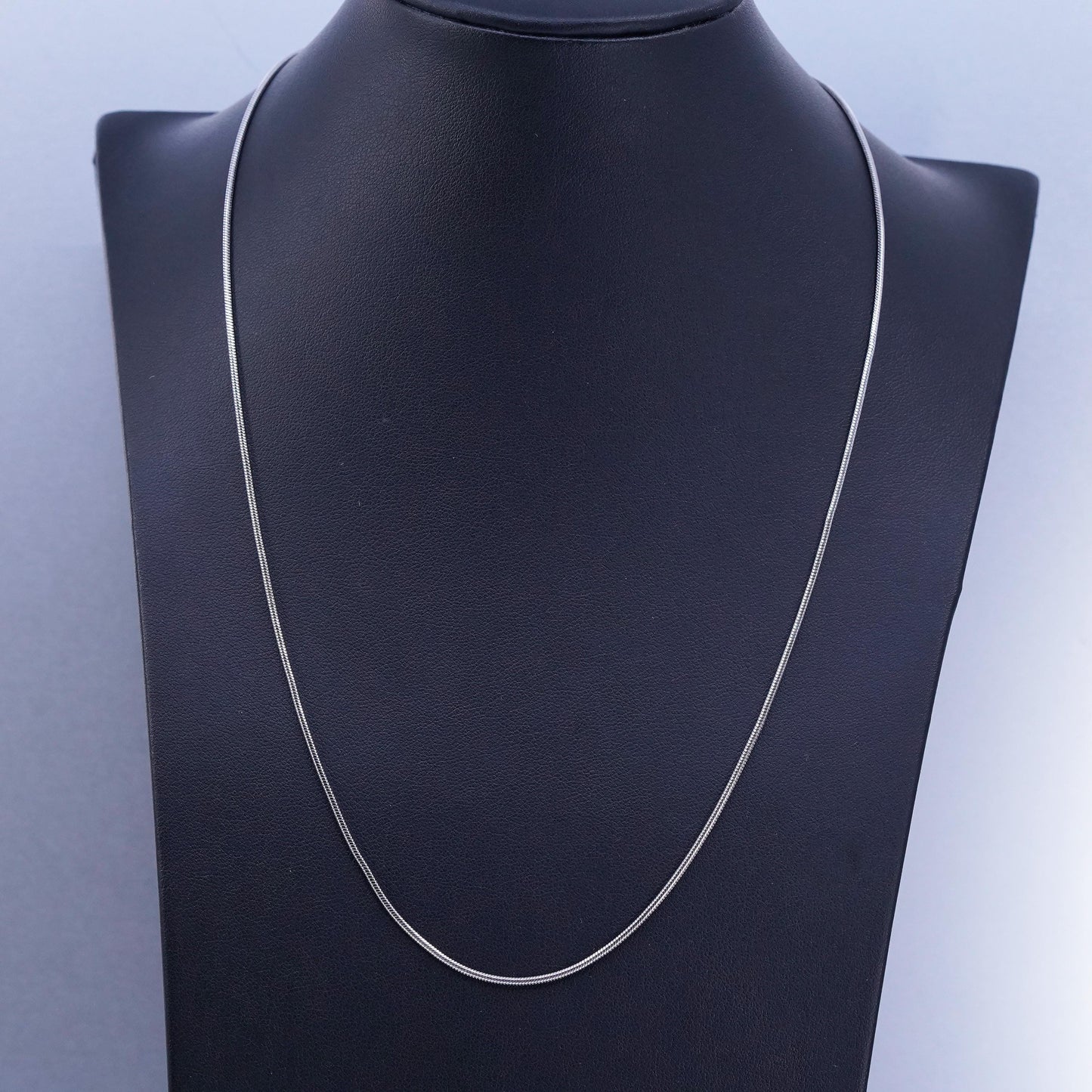 20” 1mm, vintage Italy Sterling 925 silver snake chain necklace