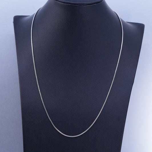 20” 1mm, vintage Italy Sterling 925 silver snake chain necklace