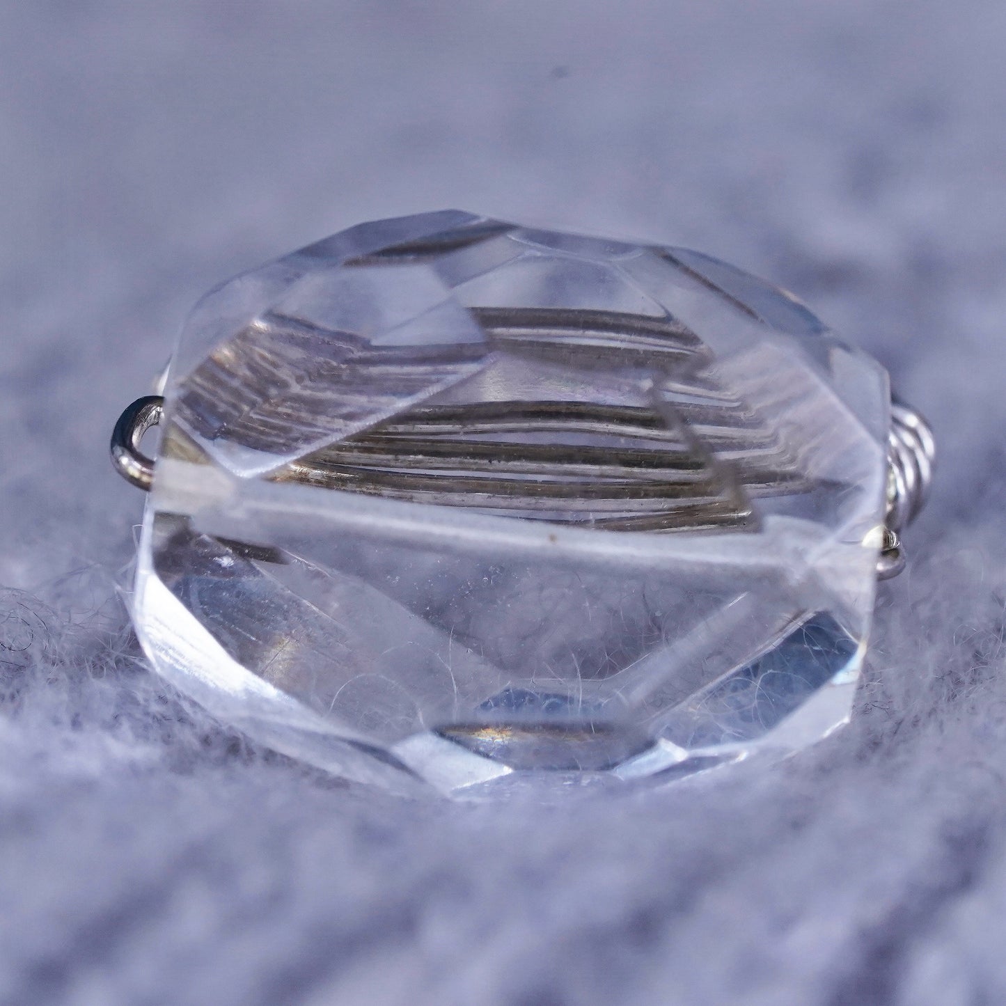 Size 5, vintage Sterling 925 silver handmade ring with clear crystal details