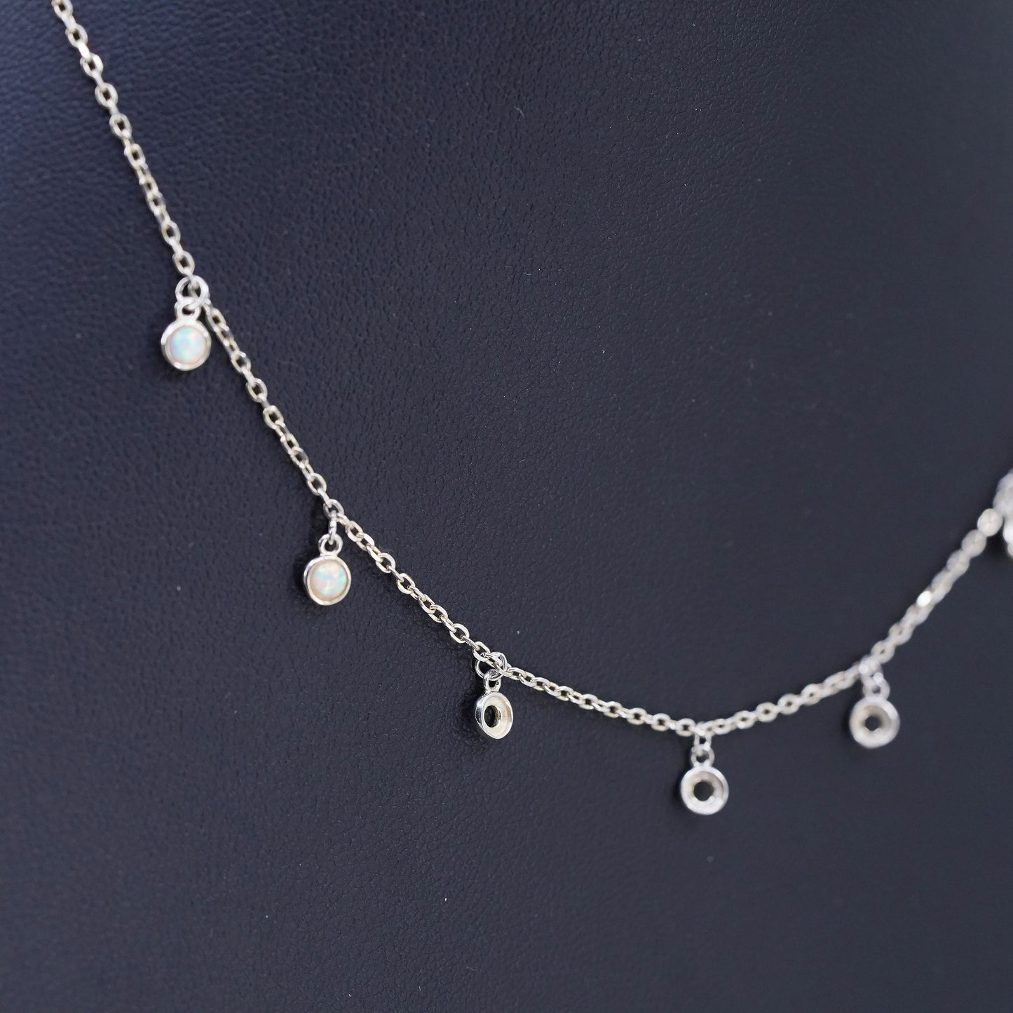 12+4”, Vintage vermeil gold over sterling silver circle chain necklace with cz