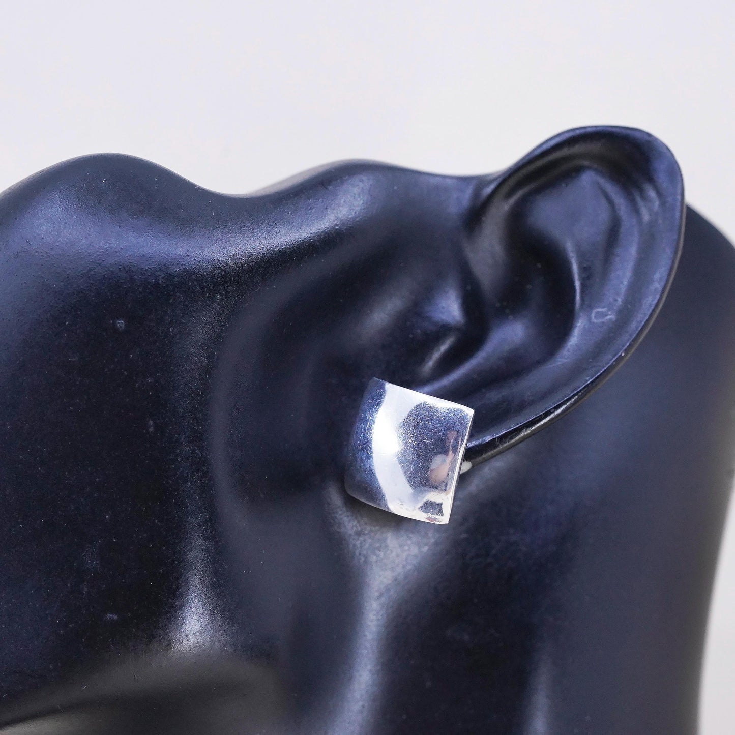 Vintage sterling silver studs, handmade bold 925 dome square earrings