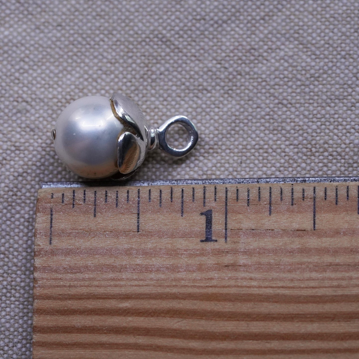 Vintage Sterling 925 silver handmade charm pendant with pearl bead