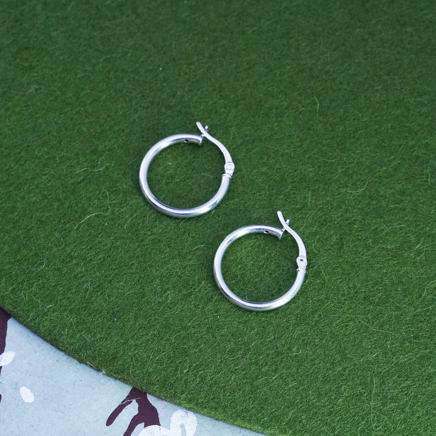 0.75”, Vintage sterling 925 silver loop earrings, minimalist primitive hoops