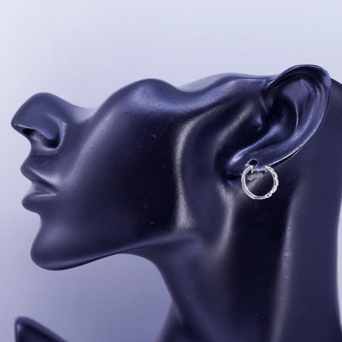 0.5", vintage Sterling silver earrings, lightweight 925 hoops cluster diamonds