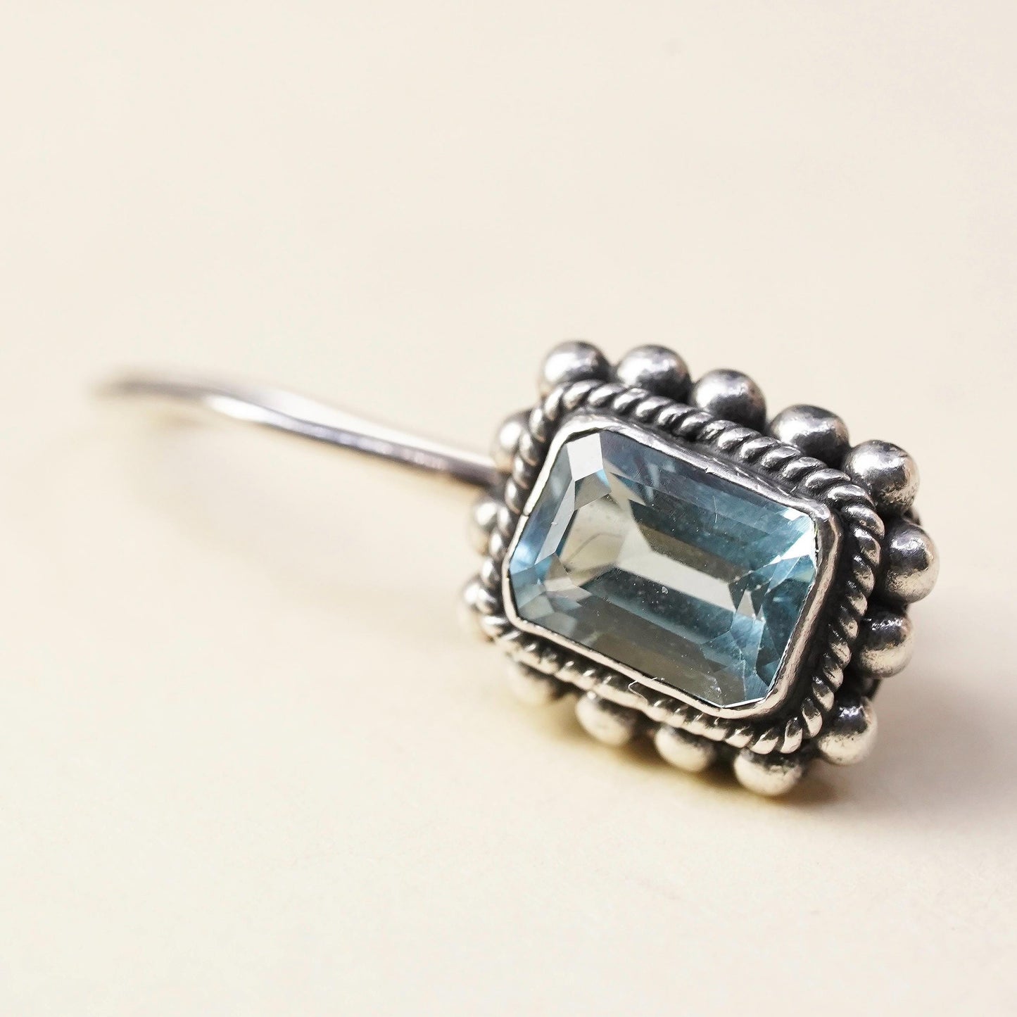 Southwestern sterling silver 925 handmade single earring with topaz and beads