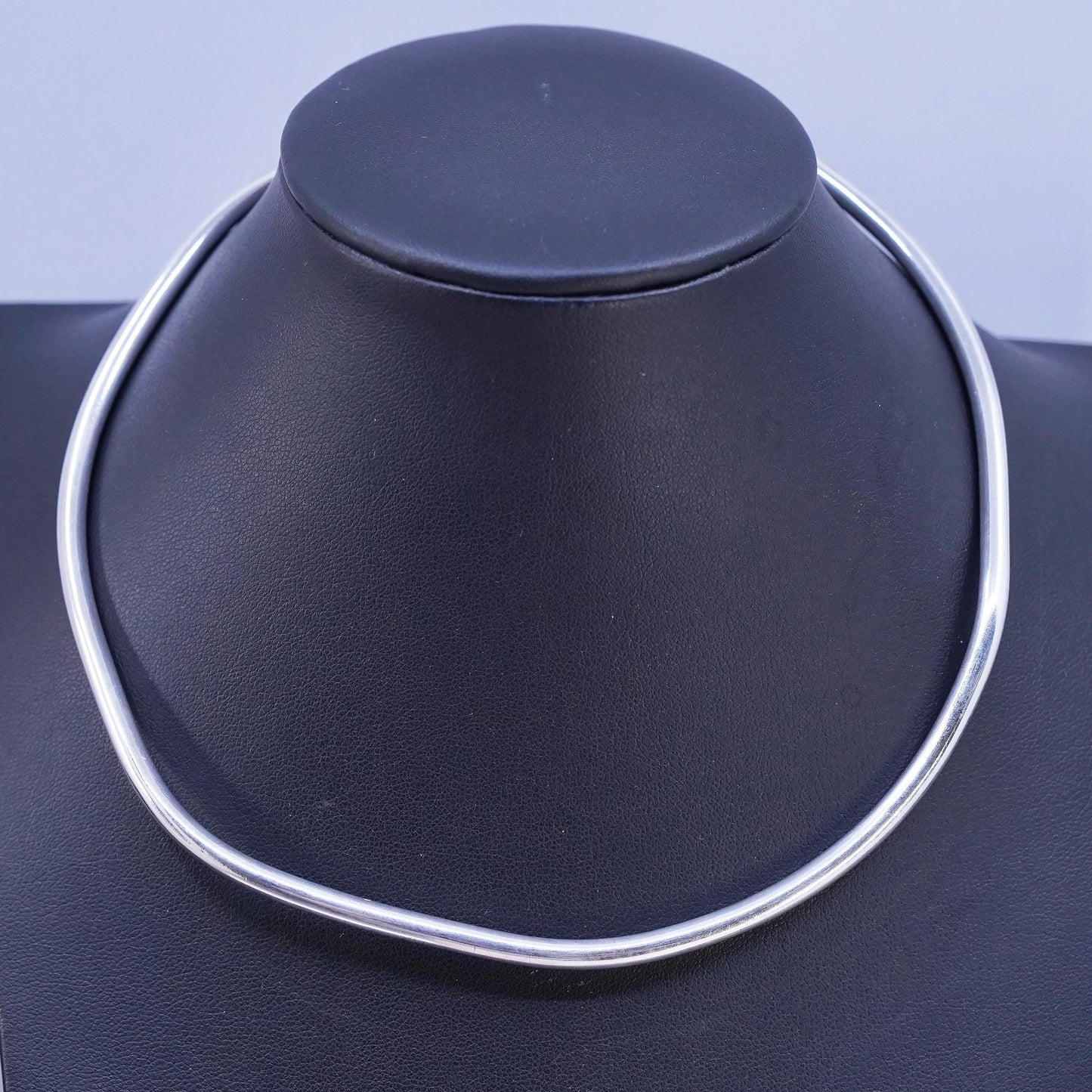 12", vintage Sterling silver handmade necklace, wavy 925 choker collar necklace