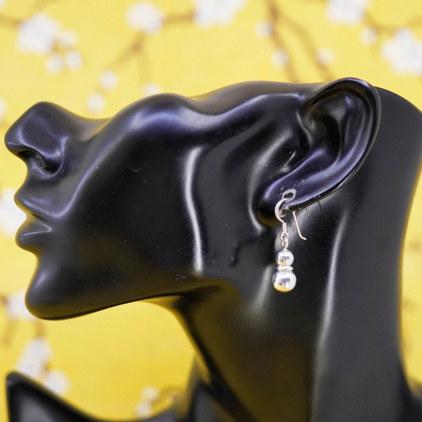 Vintage Sterling silver handmade earrings, 925 beads drops