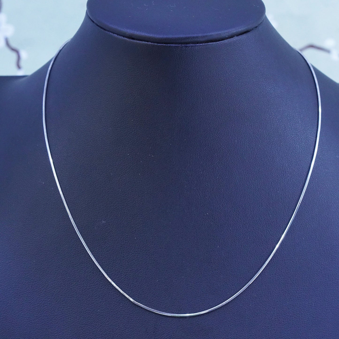 16”, 1mm, Vintage sterling silver square snake chain, Italy 925 necklace
