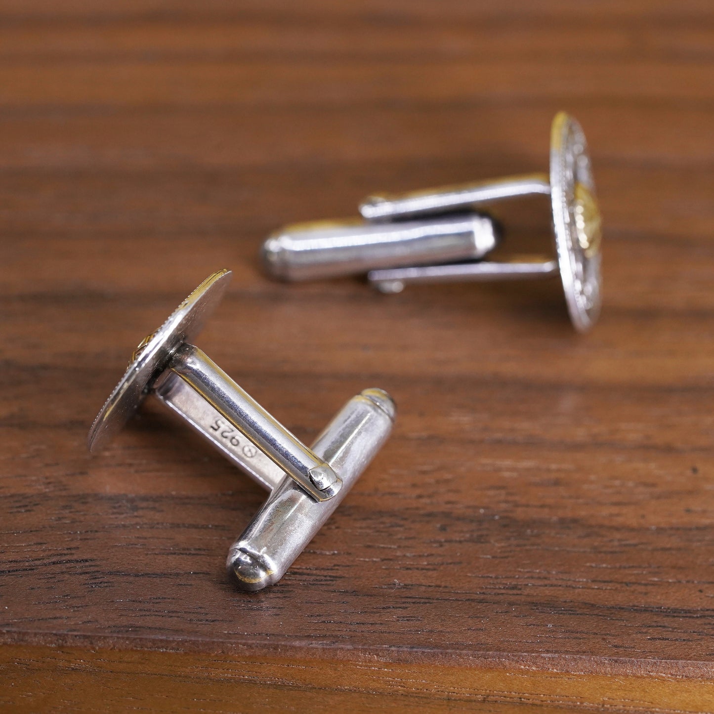 Ireland two tone sterling silver cufflink, 925 cuff links with Celtic knots