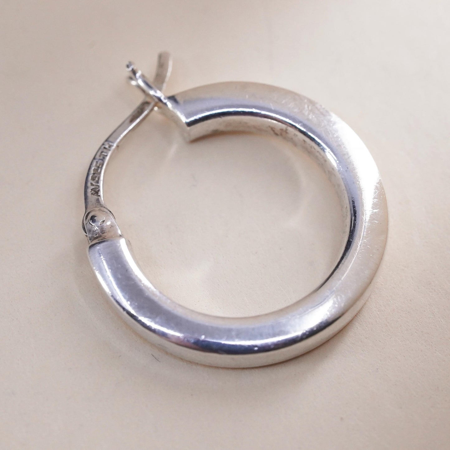 0.75", Vintage sterling silver loop single earring, minimalist primitive hoop