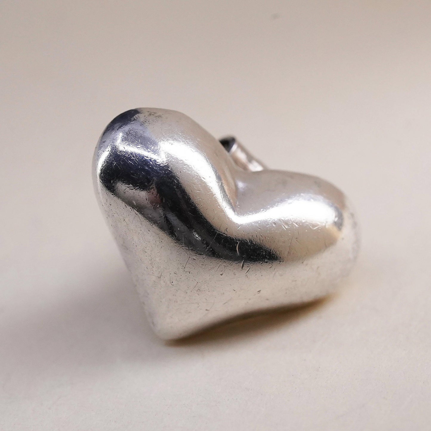 Vintage handmade single earring. Sterling 925 silver heart stud