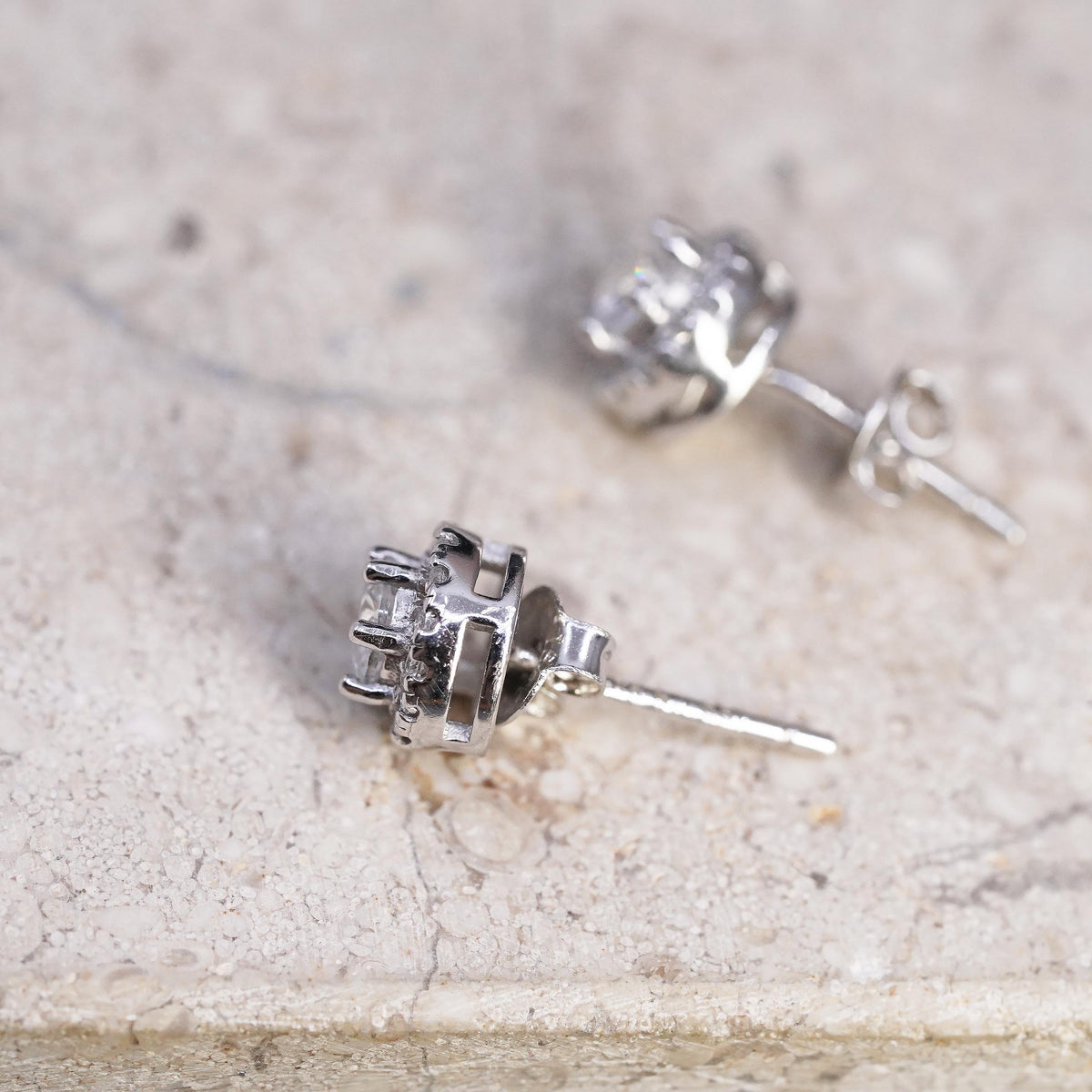 7mm, Sterling silver handmade earrings, 925 cz cluster studs