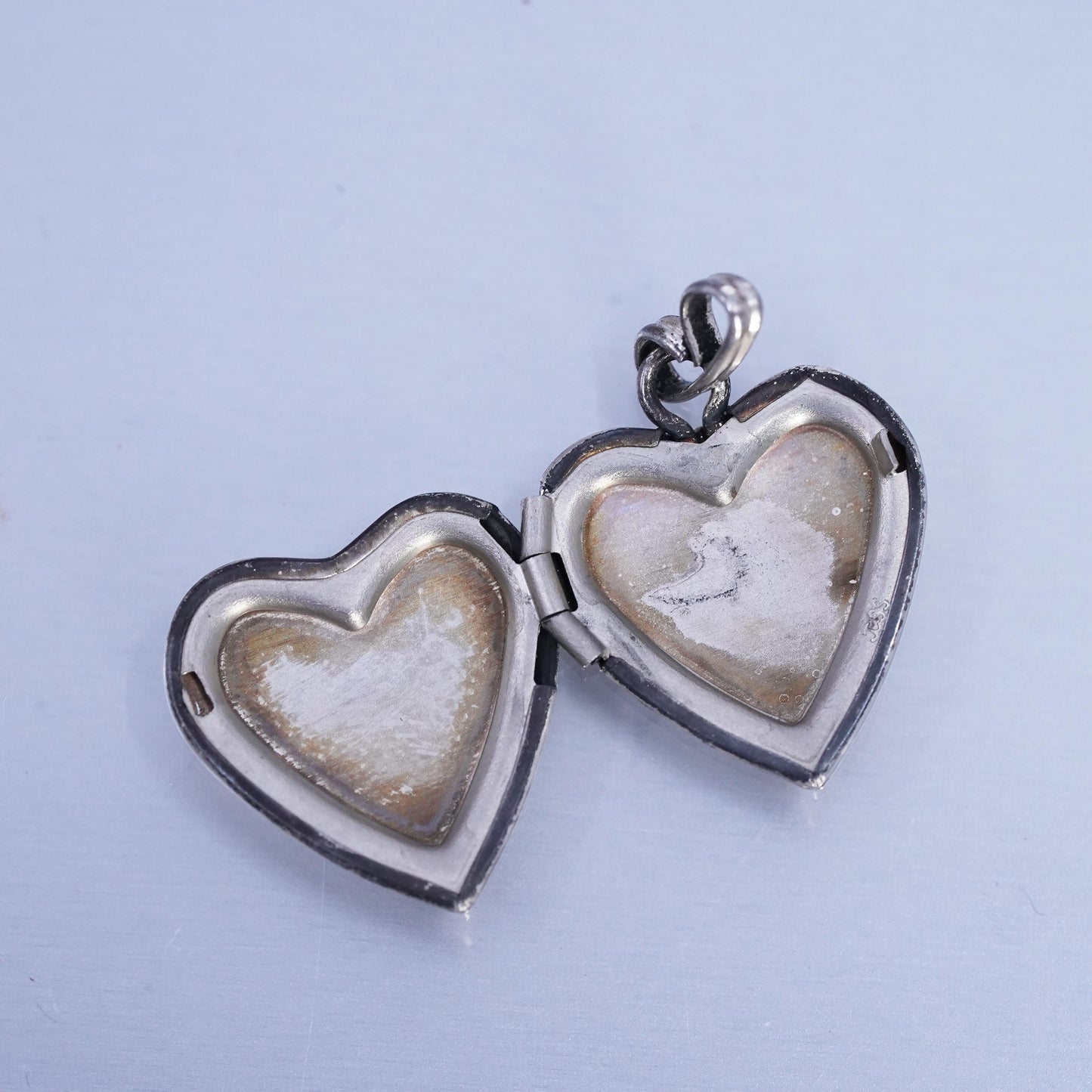 Vintage Sterling silver handmade charm, 925 heart photo locket pendant