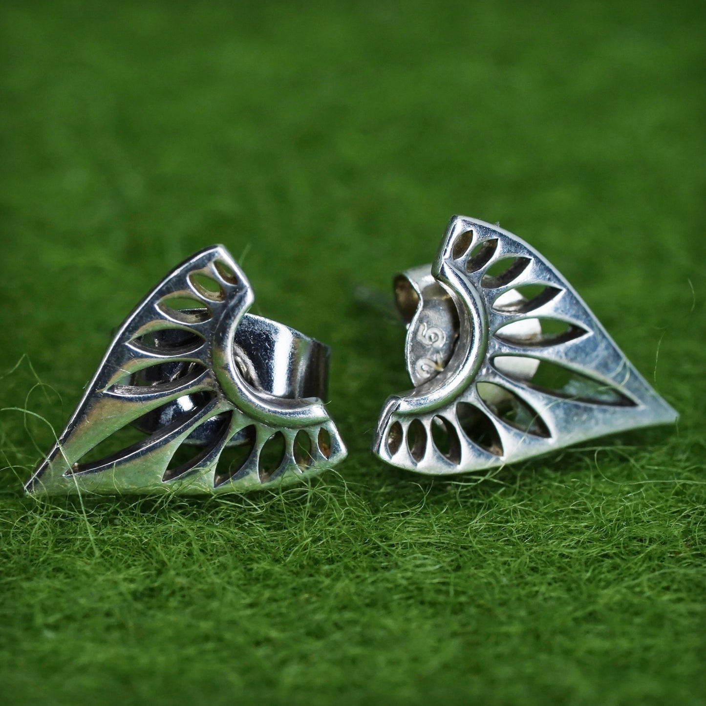 Vintage sterling silver studs, handmade 925 earrings