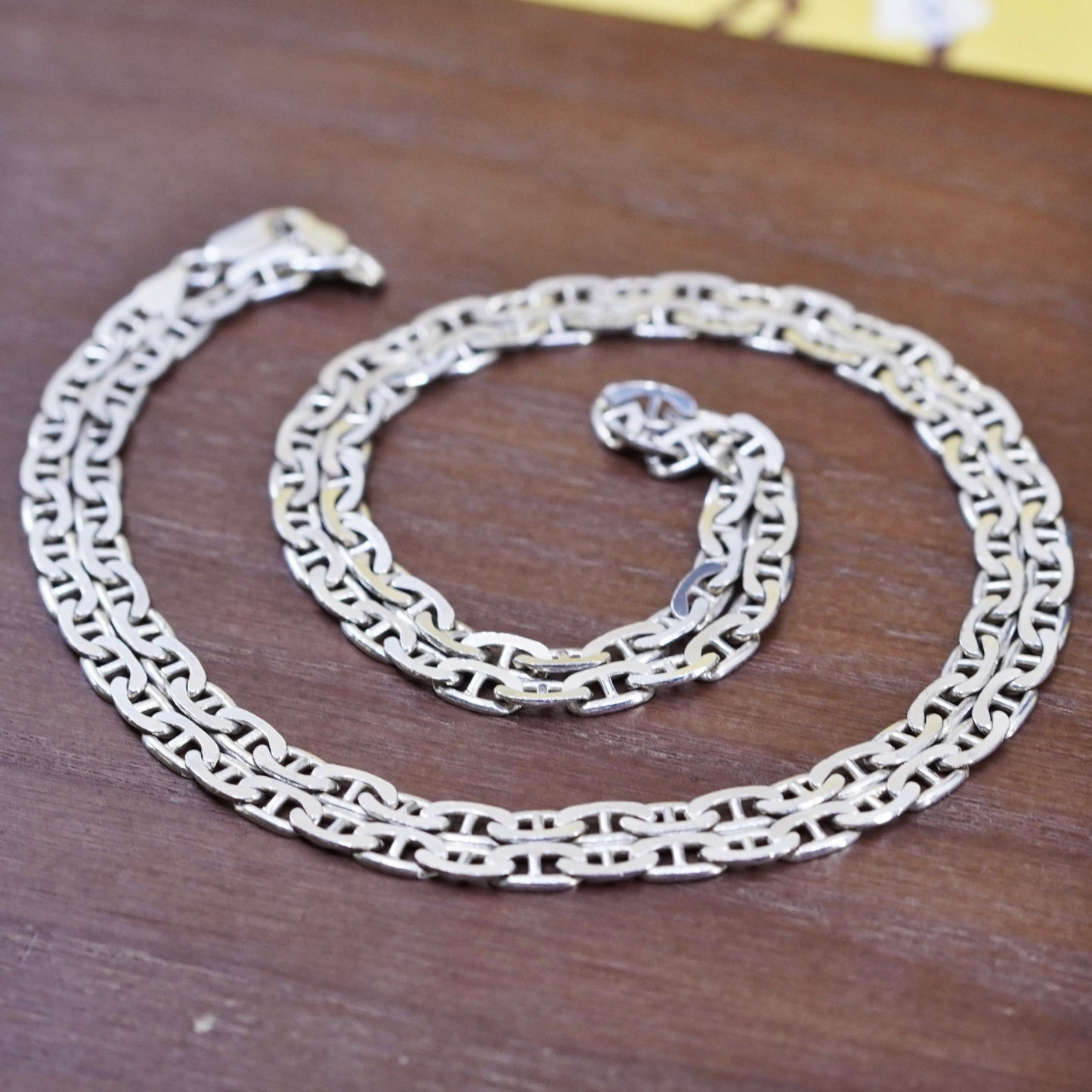 30” 4mm, vintage Sterling silver anchor chain, Italy 925 necklace