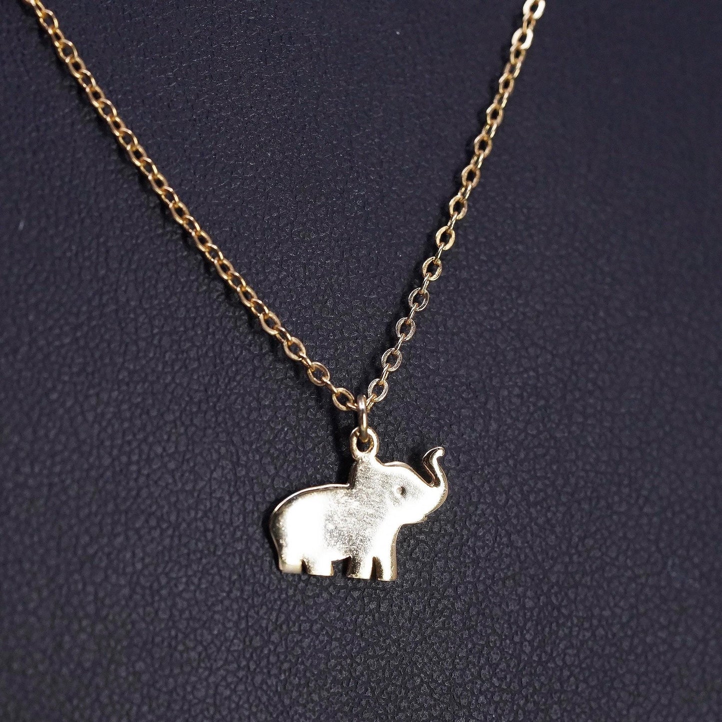 16+2" vermeil gold tone Sterling silver necklace, 925 circle elephant pendant