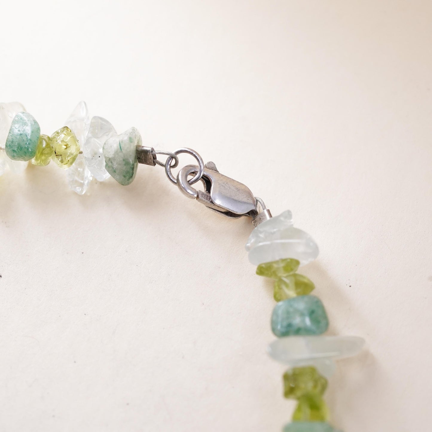 7.5”, peridot citrine agate beads sterling 925 silver bracelet friends charm