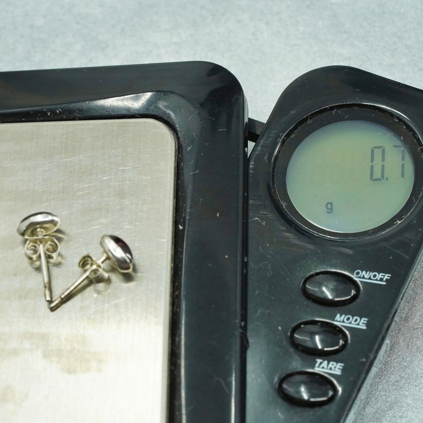 Vintage Sterling 925 silver handmade earrings, gernet studs