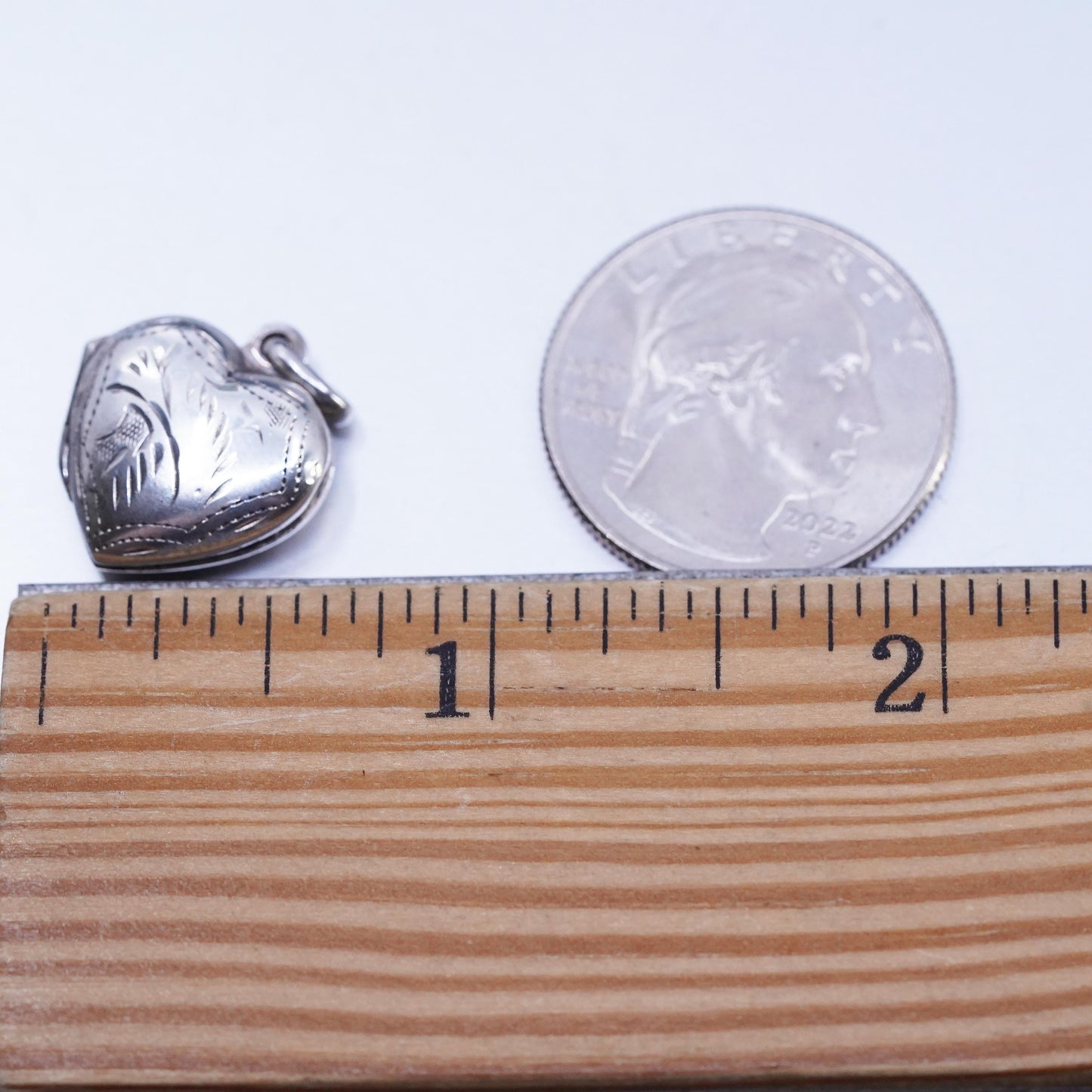 Vintage Sterling silver handmade charm, textured 925 heart photos locket