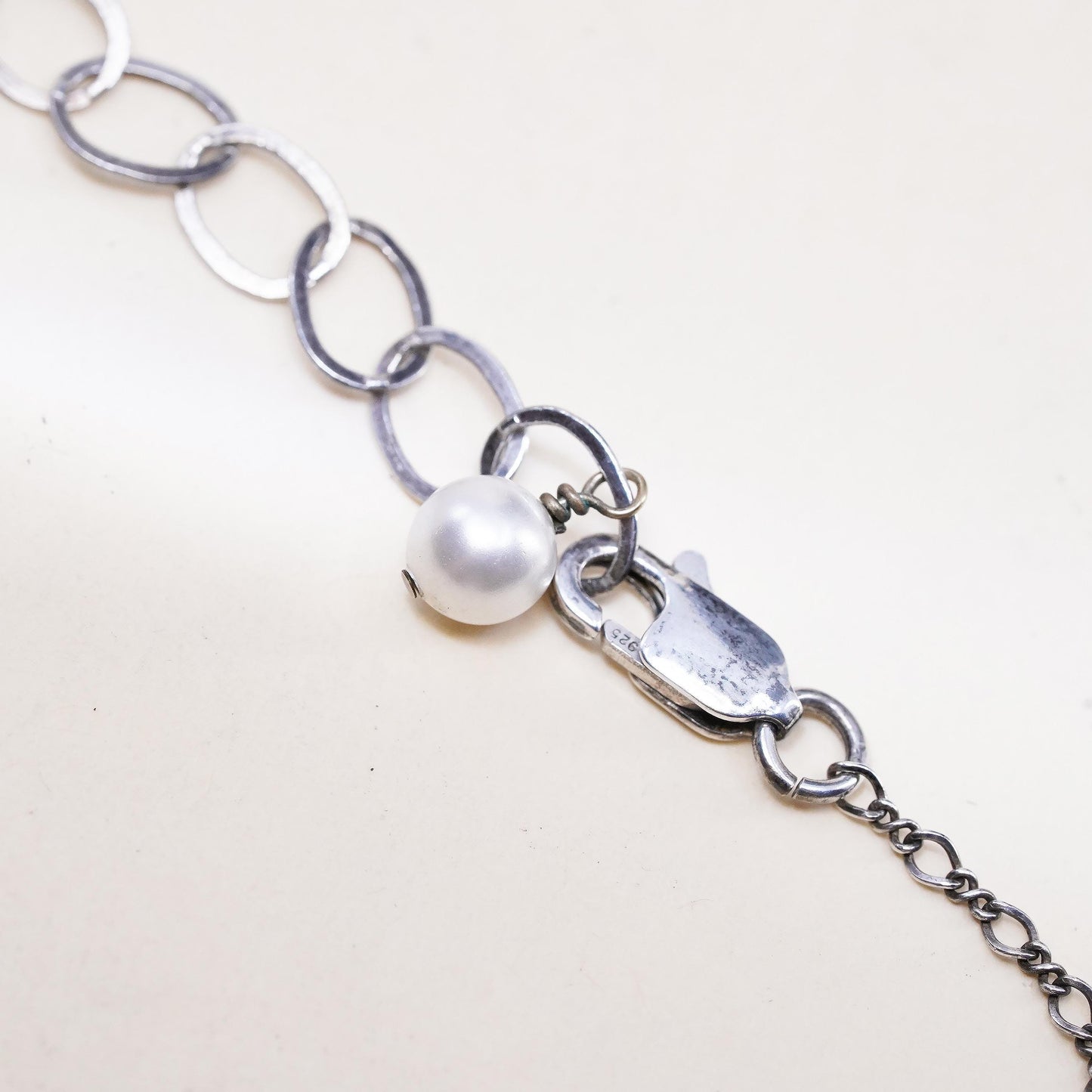 16+2", sterling 925 silver necklace, 925 chain with freshwater baroque pearl