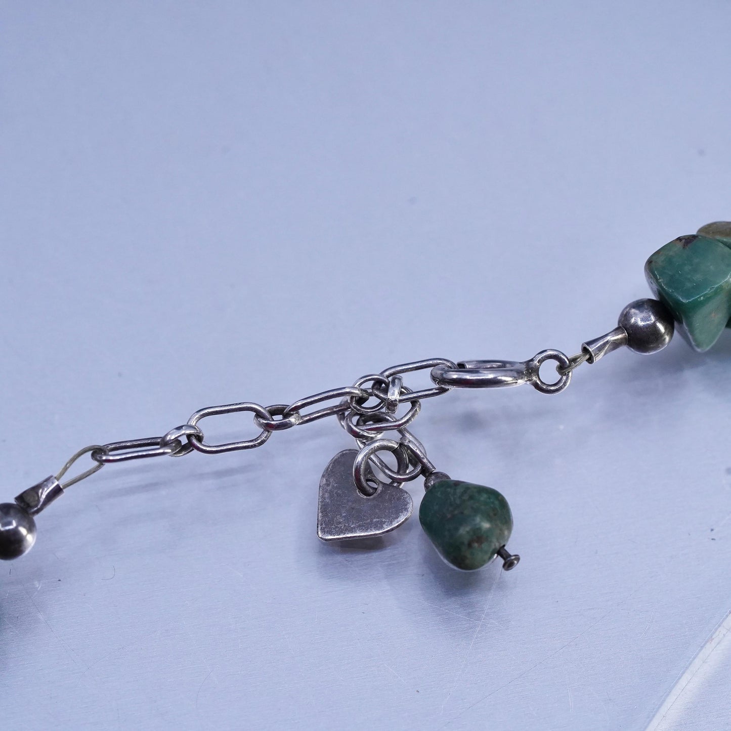 16+2", Native American Q.T. Sterling 925 silver necklace with turquoise beads