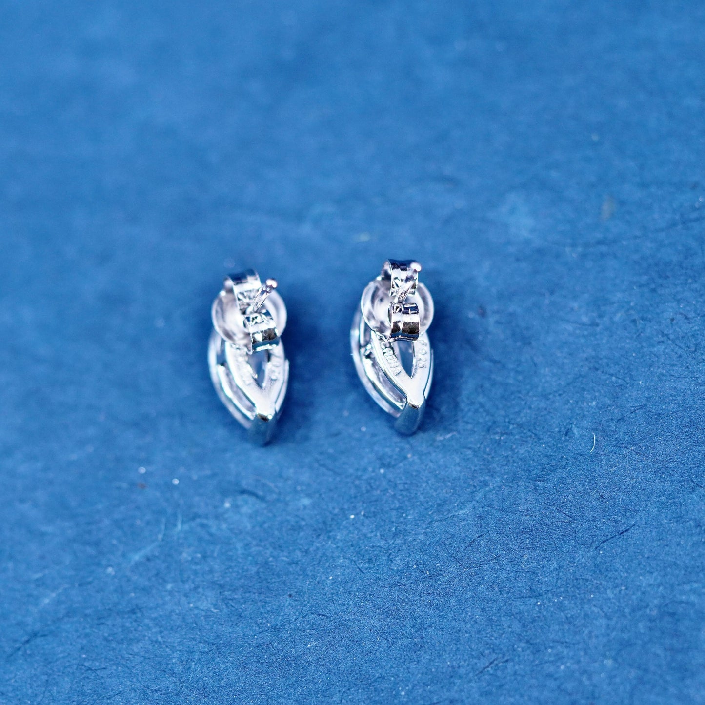 Sterling silver handmade earrings, 925 cz studs