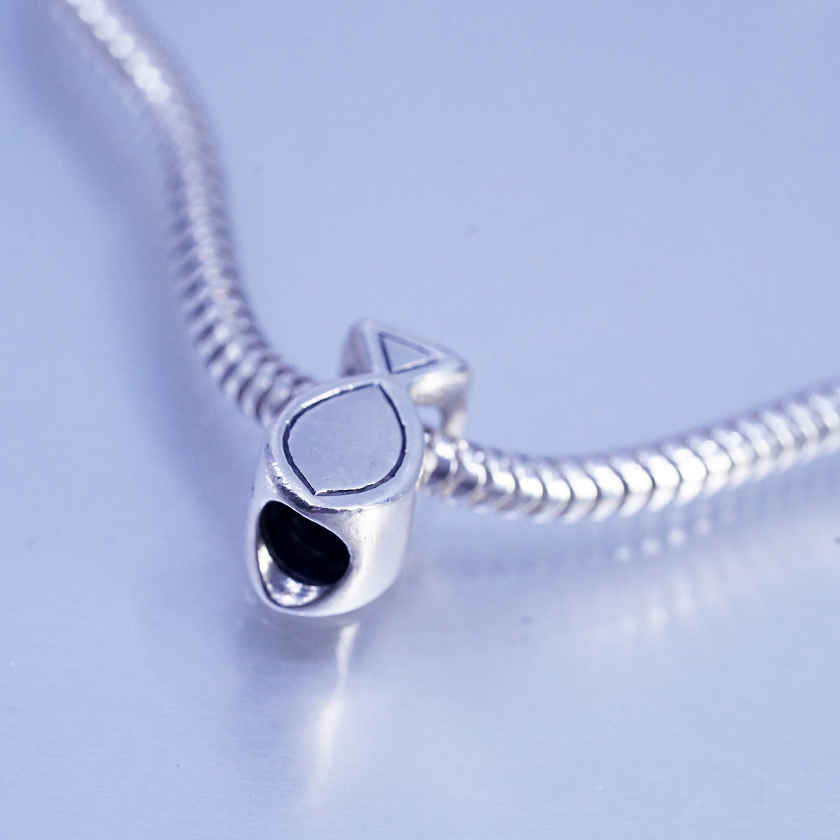 7.5" Michael Anthony Sterling 925 silver bracelet, bold snake chain fish charm