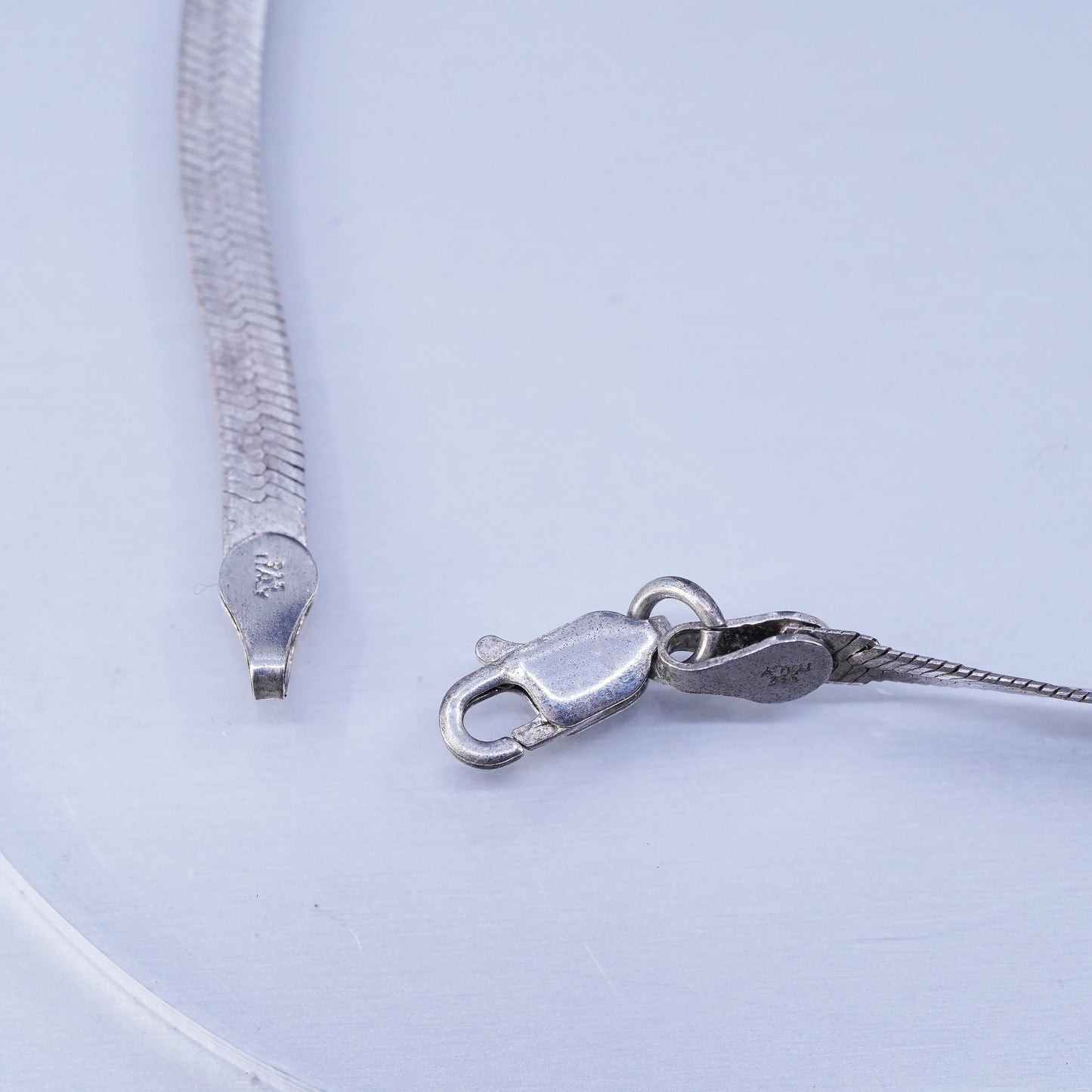 20” 3mm, vintage Italian Sterling 925 silver herringbone chain necklace