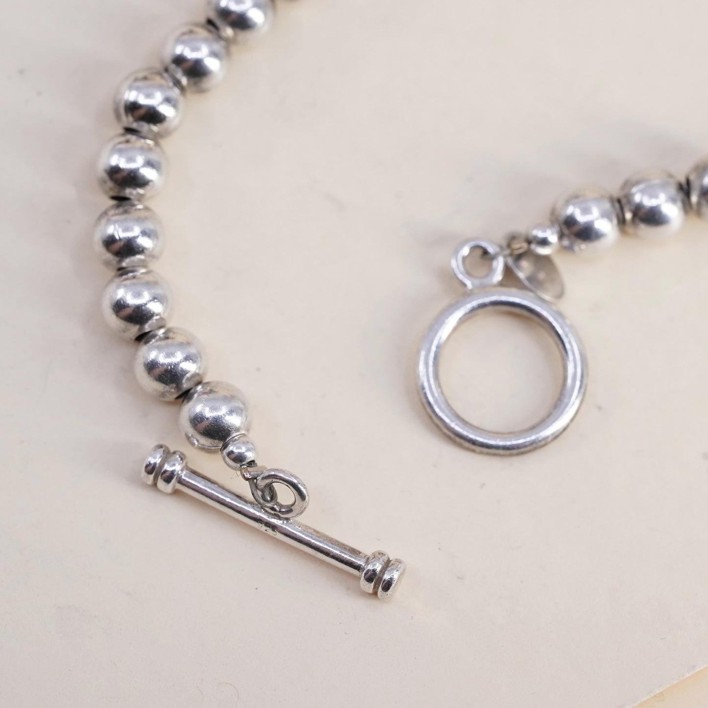 7”, Silpada 925 Sterling Silver Ball Bead Toggle Bracelet toggle closure, B0059