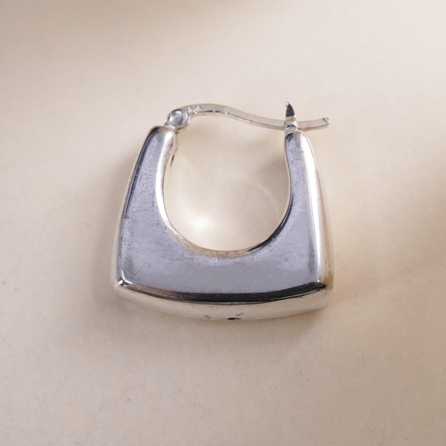 1", Vintage sterling silver loop single earring, minimalist primitive hoop