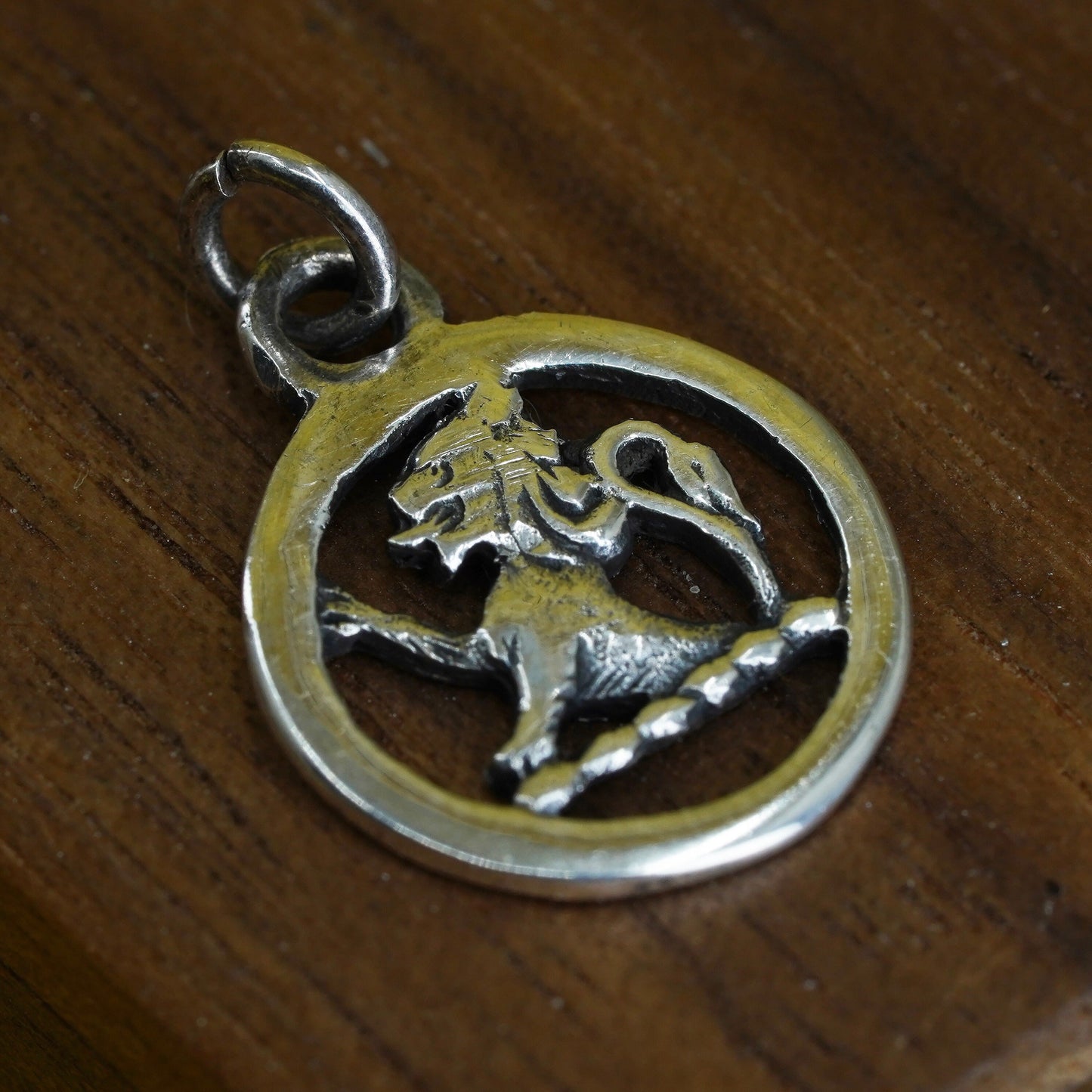 Vintage Sterling silver handmade pendant, 925 lion charm