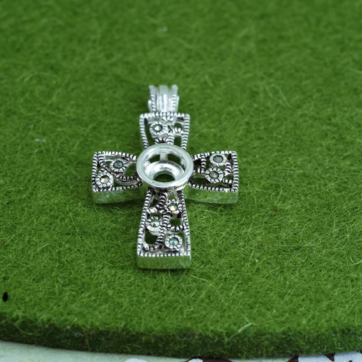 interchangeable handmade sterling silver cross pendant, 925 cage without stone