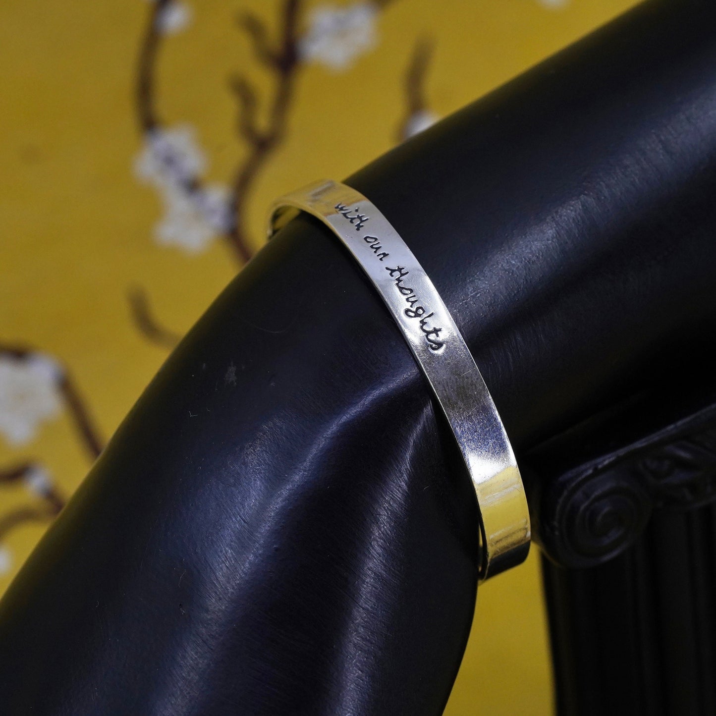 6.5", Far fetched Sterling silver bracelet, 925 cuff “with our thoughts we make