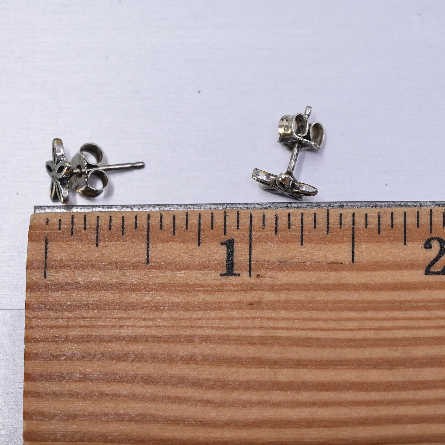 Vintage Sterling silver handmade earrings, 925 flower studs