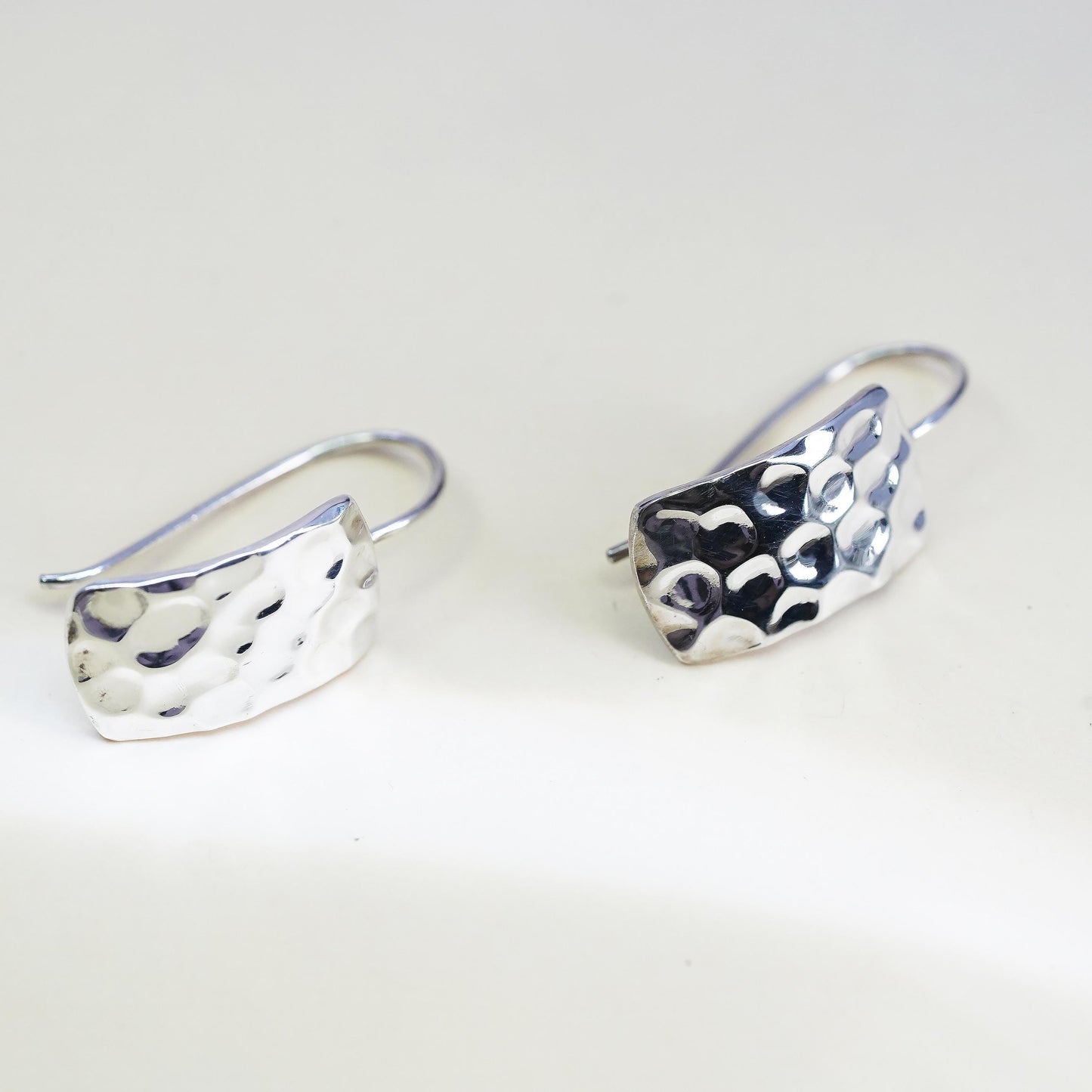 VTG Silpada 925 Sterling Silver Hammered Rectangle French Hook Earrings W0991