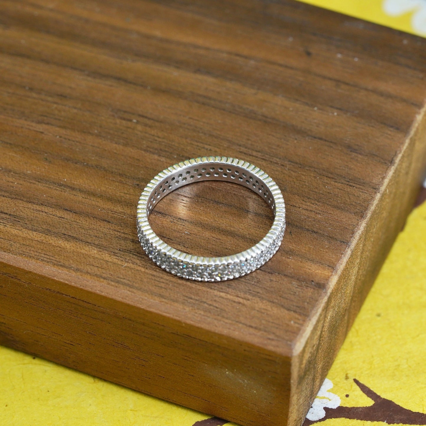 Size 9, vintage Sterling silver ring, 925 band with cz