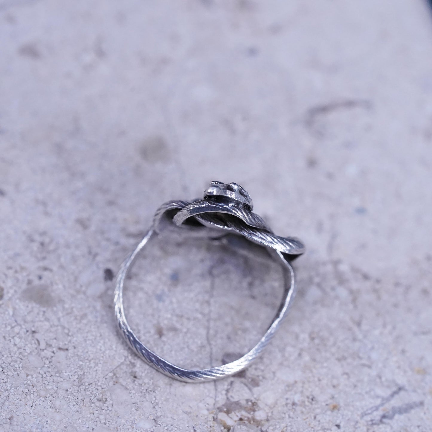 Size 4, vintage Sterling silver handmade entwined snake ring, 925 band