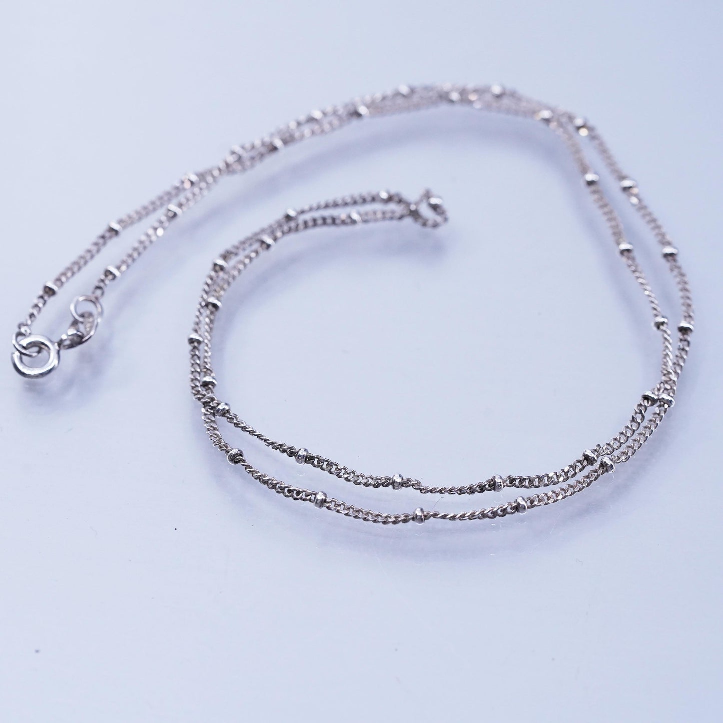 18” 2mm, vintage Italian Sterling 925 silver twisted curb chain necklace beads