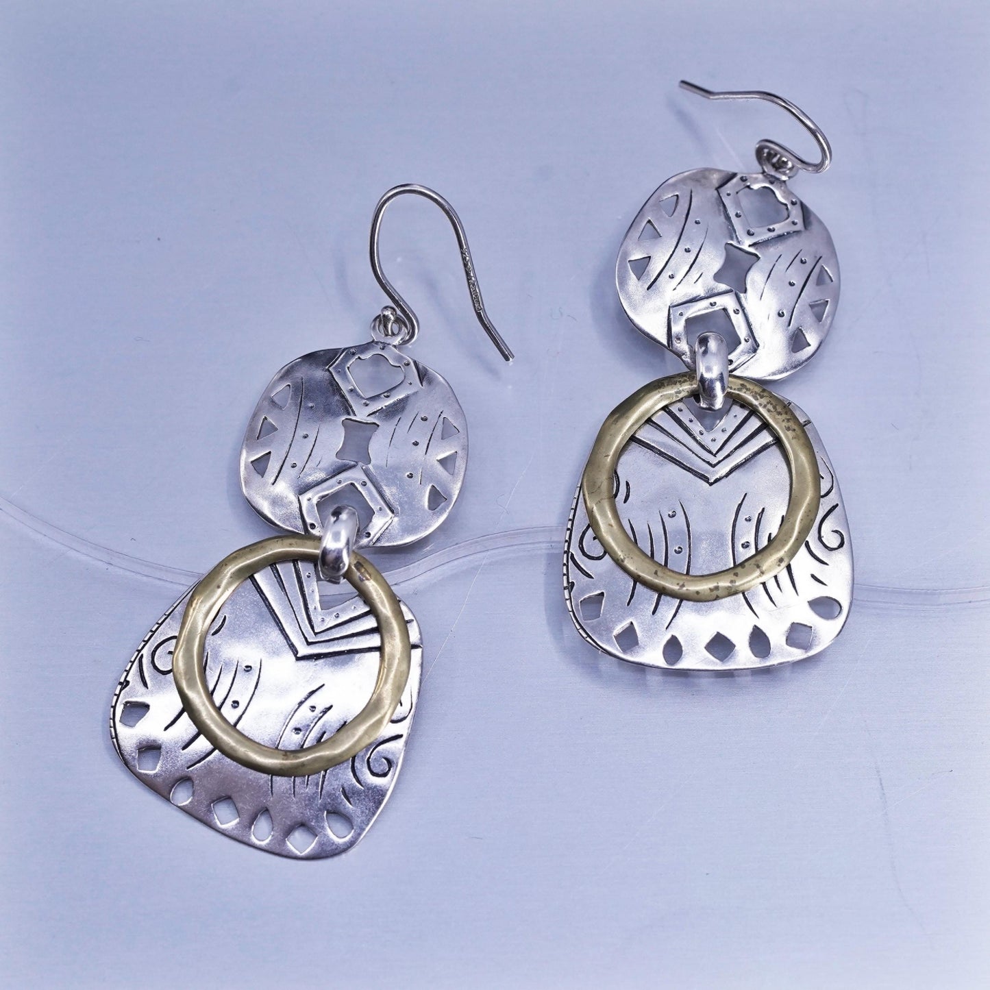 SILPADA two tone Sterling Silver 925 Faceted handmade Dangle Earrings Modernist