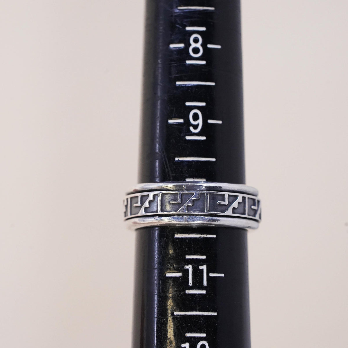 Size 10, southwestern 925 Sterling Silver Spinner Ring Oxidized Wide Band Ring