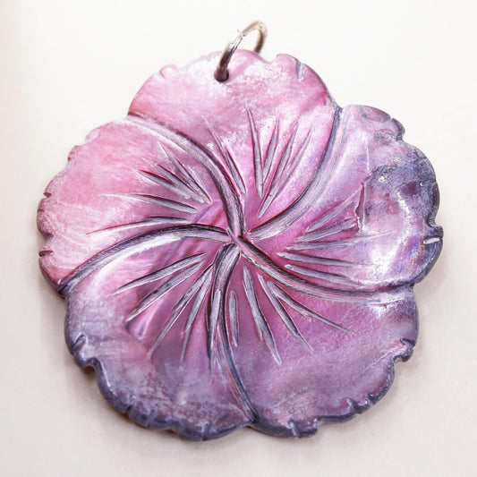 Vintage red burgundy huge carved flower pendant