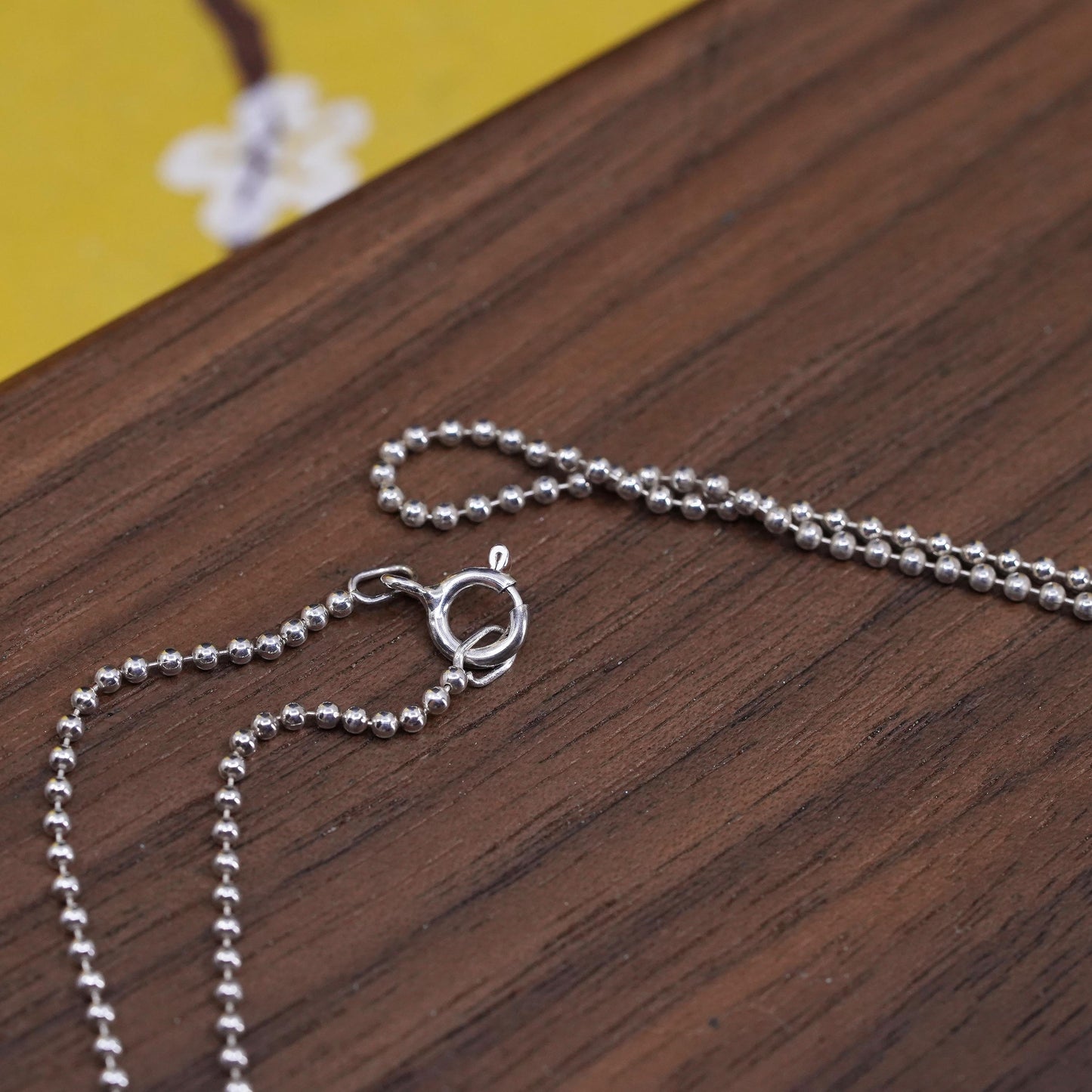 24”, 1mm, vintage Sterling silver beads necklace, 925 chain