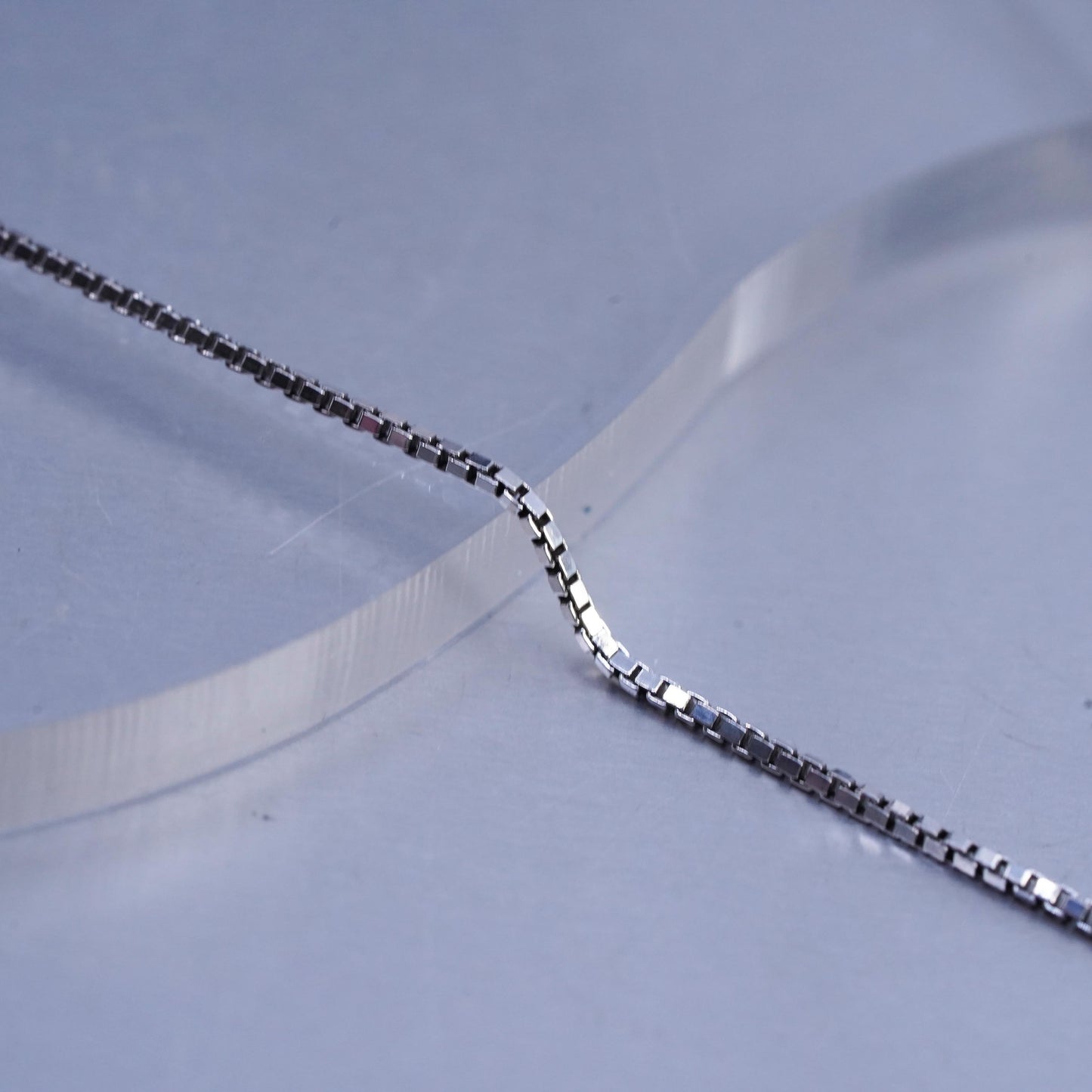 24", Vintage Italian sterling silver box chain, made in Italy silver necklace