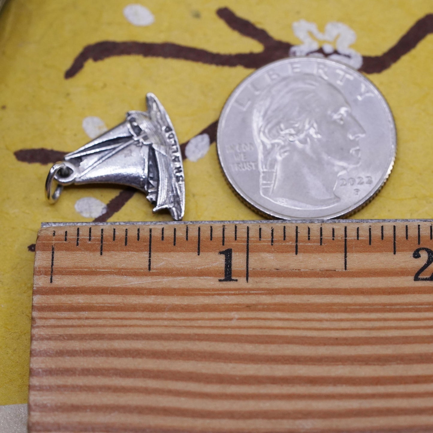 Vintage Sterling silver handmade charm, 925 sailing boat Shallop pendant